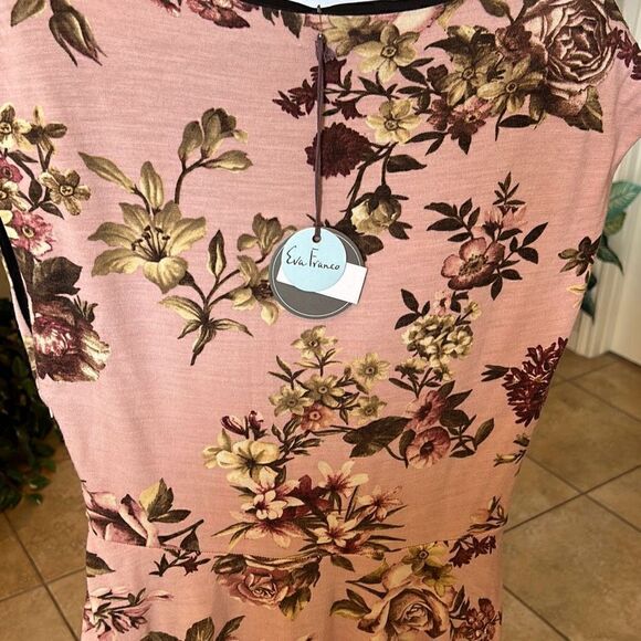 Eva Franco Anthropologie Womens Size 8 Pink Floral Dress Sleeveless V Neck NWT - Picture 5 of 6